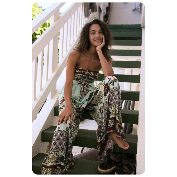 Free People Pants - Free People Birds of Paradise Strapless Jumpsuit sz xs